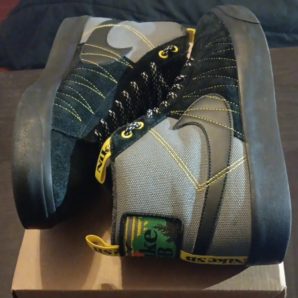 Nike SB Zoom Blazer Mid PRM Acclimate Cool Grey Yellow Strike Mens 9.5 Womens 11 - Picture 8 of 9